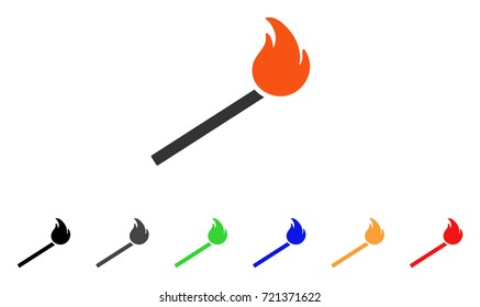 Match Fire icon. Vector illustration style is a flat iconic match fire symbol with black, gray, green, blue, red, orange color additional versions. Designed for web and software interfaces.