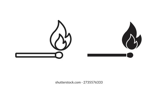 Match fire icons Concepts. black solid and line stroke designs for web and app use