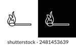 Match fire line icon vector illustration set.