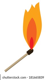 Match with flame danger on the white background