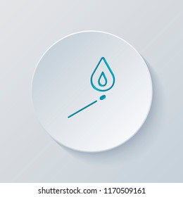 match with flame of fire. simple silhouette. Cut circle with gray and blue layers. Paper style