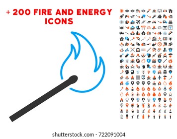 Match Flame icon with bonus energy symbols. Vector illustration style is flat iconic elements for web design, app ui.