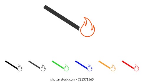 Match Flame icon. Vector illustration style is a flat iconic match flame symbol with black, gray, green, blue, red, orange color additional versions. Designed for web and software interfaces.