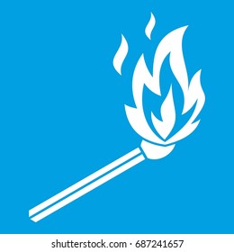 Match flame icon white isolated on blue background vector illustration