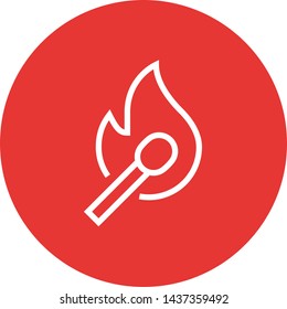 Match And Flame Outline Icon