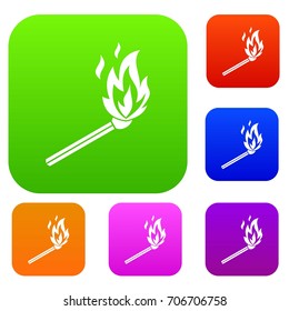 Match flame set icon in different colors isolated vector illustration. Premium collection