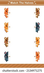 match the halves of animals game for children