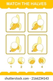 Match halves of Banana. Worksheet for kids