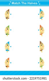 match the halves of carton animal game for children worksheet game for kids
