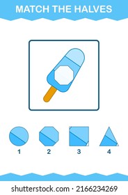 Match halves of Ice Cream. Worksheet for kids