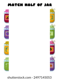 Match the halves of the jam jars, a fun educational game vector illustration for kids activity