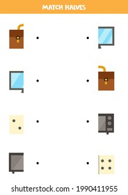 Match halves of rectangular objects. Logical game for kids.