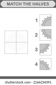 Match Halves Of Sun. Worksheet For Kids