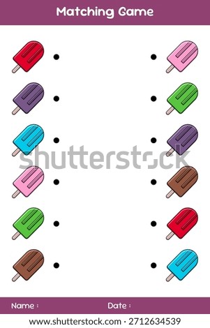 Match of ice creams. Connect the same ice creams. Matching educational game. Educational children's game. Kids activity sheet
