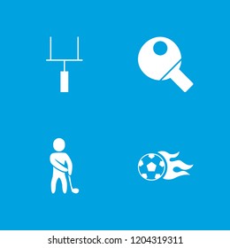 Match icon. collection of 4 match filled icons such as golf player, football ball, goal post. editable match icons for web and mobile.