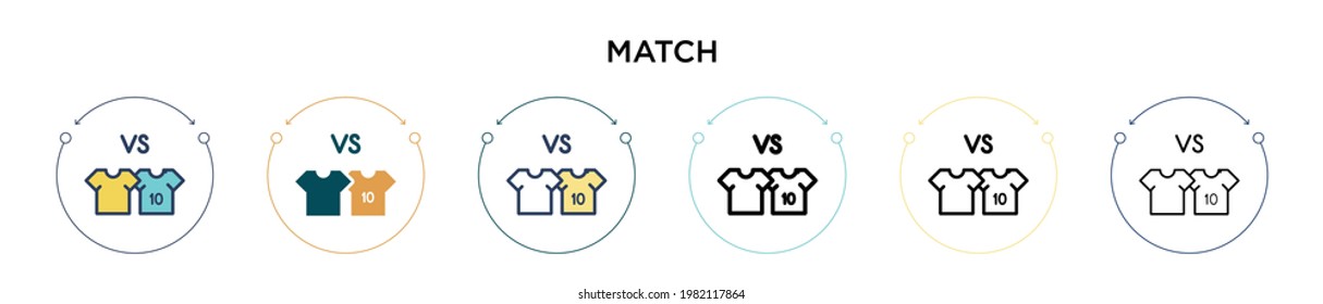 Match icon in filled, thin line, outline and stroke style. Vector illustration of two colored and black match vector icons designs can be used for mobile, ui, web