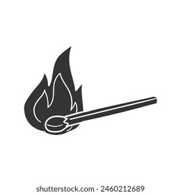 Match Icon Silhouette Illustration. Fire Vector Graphic Pictogram Symbol Clip Art. Doodle Sketch Black Sign.