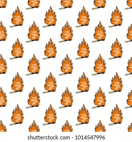 match illustration "fire walk with me" seamless doodle pattern