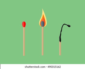 El partido, el partido iluminado y los partidos quemados. Ilustración vectorial.