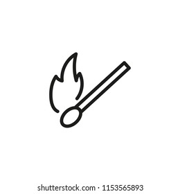 Match line icon. Matchstick, fire, flame. Light concept. Can be used for topics like igniting, camping, campfire, danger