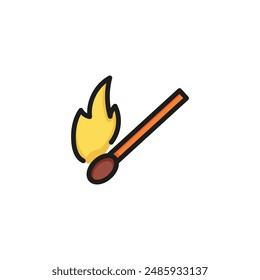 Match line icon. Matchstick, fire, flame. Light concept. Can be used for topics like igniting, camping, campfire, danger