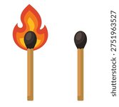 Match. A lit match. Vector illustration.