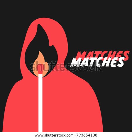 match, lit match. Vector illustration.
