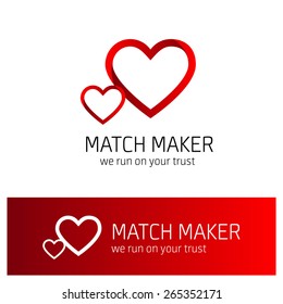 Match Maker Logo. Creative Love Heart logo for dating website. Digitally generated Online dating service identity design. vector illustration