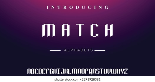 Match, modern minimalist elegant alphabet. futuristic upper case sans serif font. vector design