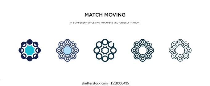 match moving icon in different style and thickness vector illustration. Two colored and black match moving vector icons in filled, outline, line, stroke style can be used for web, mobile, UI
