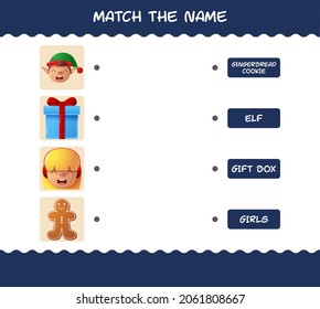 Match the name of cartoon christmas. Matching game. Educational game for pre shool years kids and toddlers