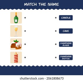 Match the name of cartoon christmas. Matching game. Educational game for pre shool years kids and toddlers