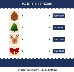 Match the name of cartoon christmas. Matching game. Educational game for pre shool years kids and toddlers