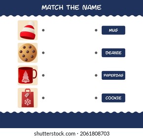 Match the name of cartoon christmas. Matching game. Educational game for pre shool years kids and toddlers