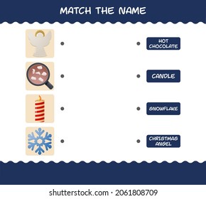 Match the name of cartoon christmas. Matching game. Educational game for pre shool years kids and toddlers