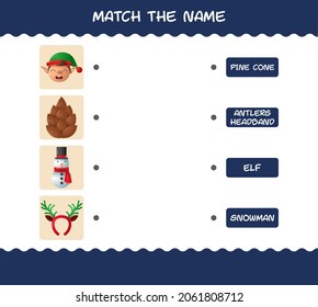 Match the name of cartoon christmas. Matching game. Educational game for pre shool years kids and toddlers