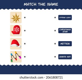 Match the name of cartoon christmas. Matching game. Educational game for pre shool years kids and toddlers
