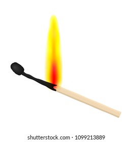 Match on fire on white background. Vector illustration.