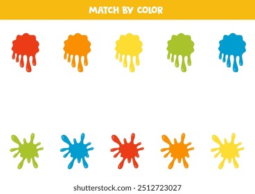 Match paint splashes by colors. Educational logical game for kids.
