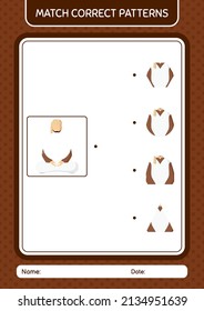 Match pattern game with arabian. worksheet for preschool kids, kids activity sheet