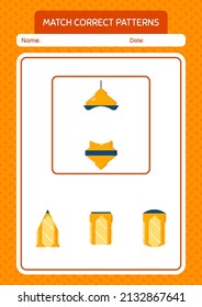 Match pattern game with arabic lantern. worksheet for preschool kids, kids activity sheet