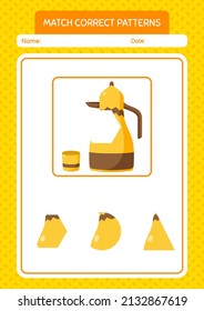 Match pattern game with arabic teapot. worksheet for preschool kids, kids activity sheet