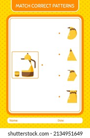 Match pattern game with arabic teapot. worksheet for preschool kids, kids activity sheet