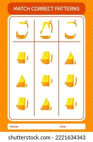 Match pattern game with backpack. worksheet for preschool kids, kids activity sheet