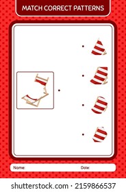 Match pattern game with beach bench. worksheet for preschool kids, kids activity sheet