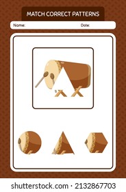 Match pattern game with bedug drum. worksheet for preschool kids, kids activity sheet