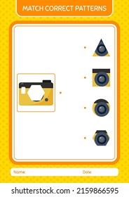 Match pattern game with camera. worksheet for preschool kids, kids activity sheet