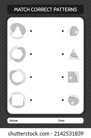 Match pattern game with cap. worksheet for preschool kids, kids activity sheet