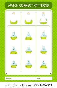 Coincidir juego de patrón con botella química. hoja de trabajo para niños de preescolar, hoja de actividades para niños