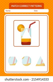Passend zum Musterspiel mit Cocktail. Arbeitsblatt für Vorschulkinder, Kinderaktivität